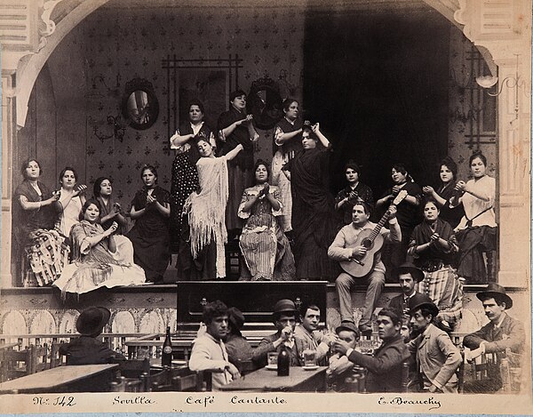 "Café cantante" in Seville, Spain, c.1888. Photograph by Emilio Beauchy aka "E. Beauchy"
