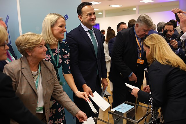 Helen McEntee with Taoiseach Leo Varadkar and Frances Fitzgerald MEP at the 2019 EPP Congress in Zagreb