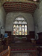 View to the chancel showing the decorated Tudor ceiling