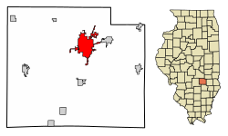 Effingham County Illinois Incorporated and Unincorporated areas Effingham Highlighted.svg