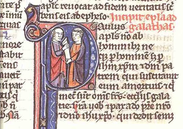 Opening of the Epistle to the Galatians, illuminated manuscript for reading during Christian liturgy.