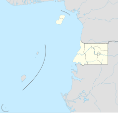 Mapa konturowa Gwinei Równikowej, u góry znajduje się punkt z opisem „Baney”