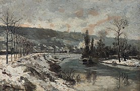 Paysage hivernal à la rivière, vers 1880.