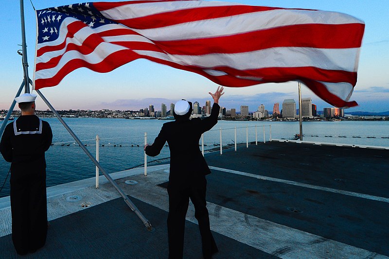 File:Evening colors aboard USS Ronald Reagan. (13106588864).jpg