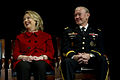 Former Secretary of State Hillary Rodham Clinton and Chairman of the Joint Chiefs of Staff Gen. Martin E. Dempsey laugh at the remarks of Secretary of Defense Leon E. Panetta during an award ceremony for Clinto 130314-D-TT977-178.jpg