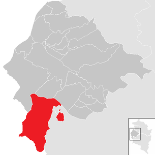 Location of the municipality of Frastanz in the Feldkirch district (clickable map)