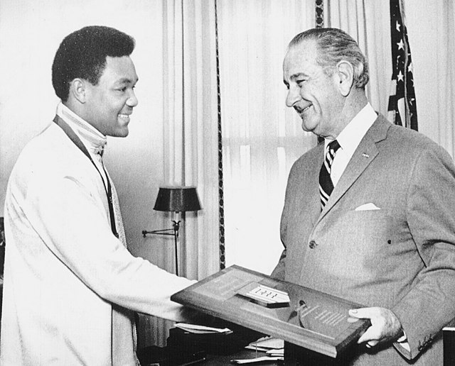 Foreman with President Lyndon B. Johnson in 1968