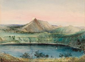 George French Angas - Blue Lake, Mount Gambier - Google Art Project.jpg