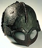 The Gjermundbu helmet found in Buskerud is the only known reconstructable Viking Age helmet. Gjermundbu helmet - cropped.jpg