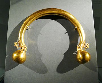 A 24 carat Celtic "torc", discovered in the grave of the "Lady of Vix", Burgundy, France, 480 BC