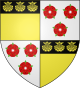 Quarterly, 1st and 4th: Or a chief sable three escallops of the field (for Graham); 2nd and 3rd: Argent three roses gules barbed and seeded proper