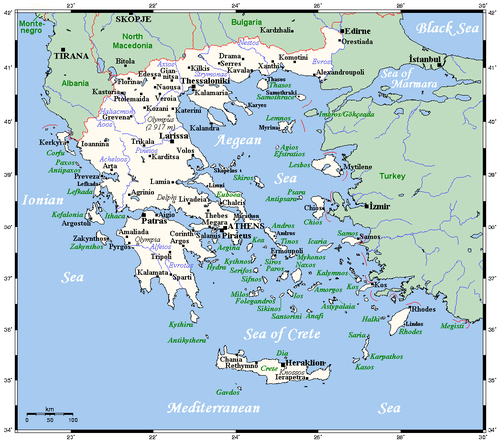 Карта на Гърция.