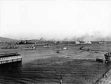 The Greek fleet assembled at Phaleron Bay on 5/18 October 1912, before sailing for Lemnos Greek warships 1912-10-05.jpg
