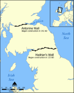 Localización de los muros de Adriano y Antonino