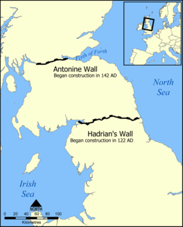 Kaarte met de Mure van Antonius en Hadrianus