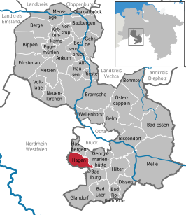 Kaart van Hagen am Teutoburger Wald