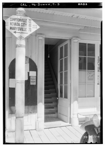 File:Historic American Buildings Survey Roger Sturtevant, Photographer Mar. 29, 1934 DETAIL OF ENTRANCE - St. Charles Hotel, Downieville, Sierra County, CA HABS CAL,46-DOWNV,7-3.tif