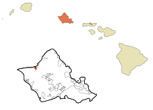 Honolulu County Hawaii Eingemeindete und nicht eingetragene Gebiete Waialua Highlighted.svg