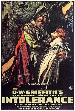 Affiche du film Intolérance, réalisé par D. W. Griffith et sorti en 1916.