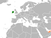 Location map for Ireland and the United Arab Emirates.