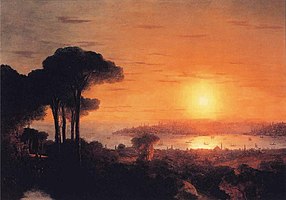 Sunset over the Golden Horn label QS:Len,"Sunset over the Golden Horn" label QS:Lpl,"Zachód słońca nad Złotym Rogiem" , 1866