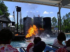 Effet pyrotechnique dans une des scènes (Universal Studios Florida).