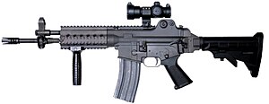 Carbine version K2C mounted with vertical foregrip and sights K2C Carbine.jpg