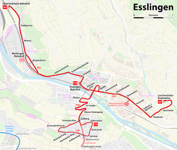 System map, 2010. Karte des Oberleitungsbus Esslingen.png