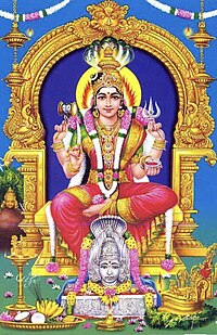 Goddess Karumariamman who is believed to be the principal and guardian goddess of Thiruverkadu. Karumariamman.jpg