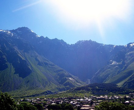 View back over Kazbegi