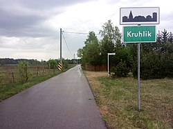 Road sign in Kruhlik