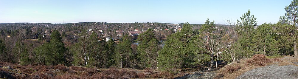 Utsikten från Långsjöhöjden mot väst i april 2009.