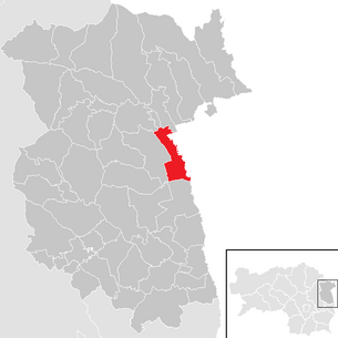 Lage der Gemeinde Lafnitz (Steiermark) im Bezirk Feldbach (anklickbare Karte)