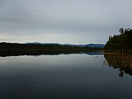 Reflection of the Southern Alps in the lake