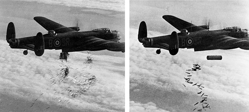 File:Lancaster I NG128 Dropping Load - Duisburg - Oct 14 - 1944.jpg