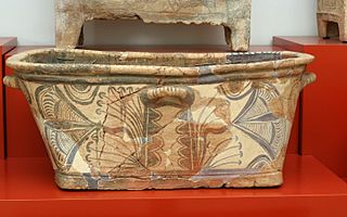 Minoan bathtub style larnax with papyrus