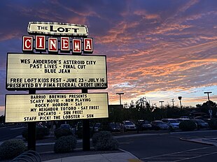 The Loft Cinema marquee at sunset in Tucson, AZ Loft Cinema Marquee.jpg