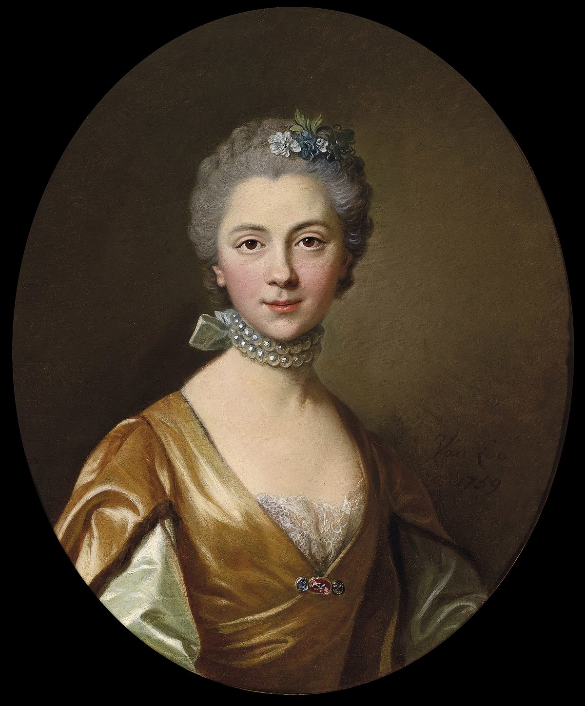 File:Louis Michel van Loo Porträt einer eleganten jungen Dame 1759