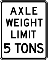 United States: maxaxleload=5 st (specify unit as short tons)