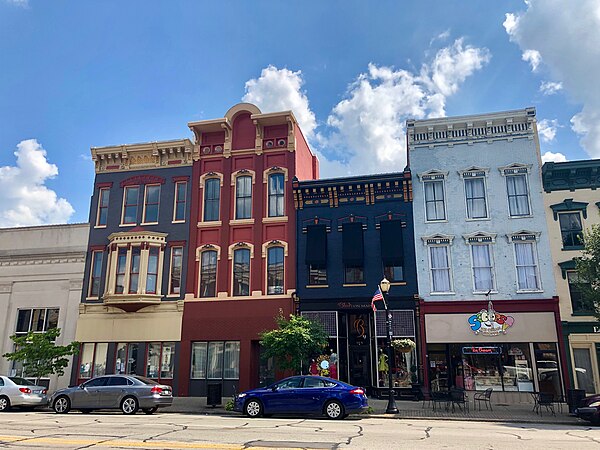 Historic buildings line Main Street in Madison