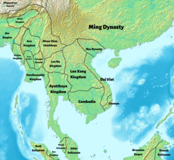 The Ayutthaya Kingdom and Mainland Southeast Asia in c. 1540. Early modern Southeast Asia political borders subject to speculation.