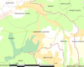 Mapa obce Dampierre-les-Bois