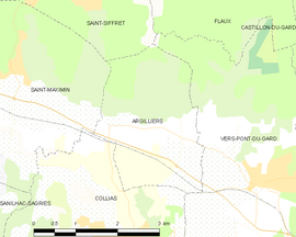 Mapa obce Argilliers