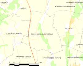 Mapa obce Saint-Hilaire-sur-Puiseaux