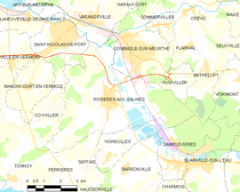 Mapa obce Rosières-aux-Salines