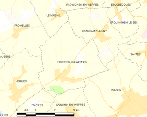Poziția localității Fournes-en-Weppes