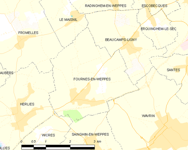 Poziția localității Fournes-en-Weppes