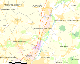 Mapa obce Chasseneuil-du-Poitou