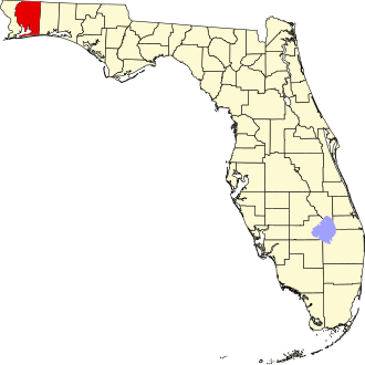 Location of Santa Rosa County in Florida Map of Florida highlighting Santa Rosa County.svg