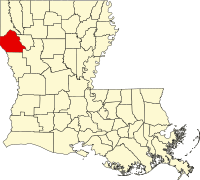 Locatie van De Soto Parish in Louisiana